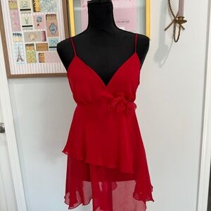 Delicates Red Chiffon Tie Back Dress / Lingerie Fairy Y2K